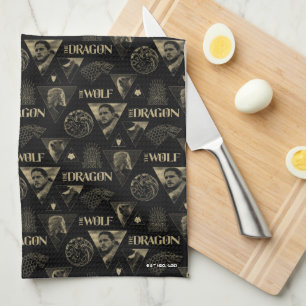 The Dragon and The Wolf Daenerys & Jon Pattern Tea Towel