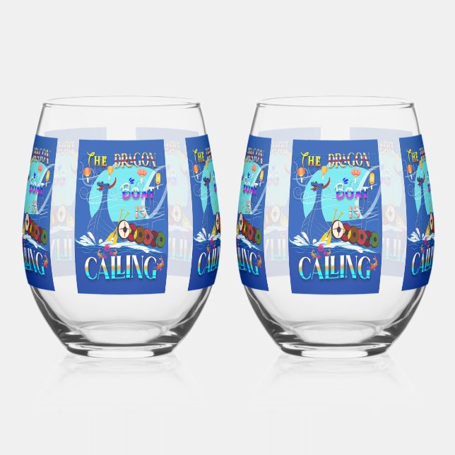 The Dragon Boat Is Calling Stemless Wine Glass (Left)