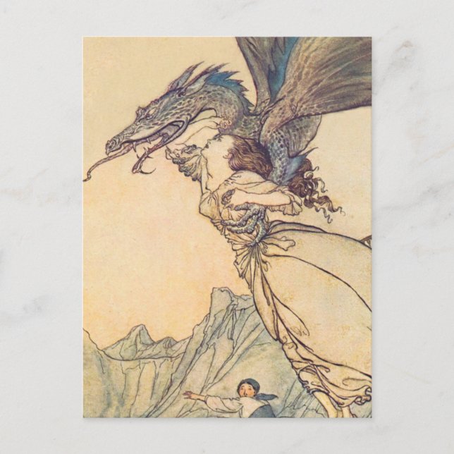“The Dragon Caught the Queen” by Arthur Rackham Postcard (Front)