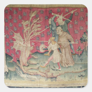 The Dragon Fighting with the Servants of God Square Sticker