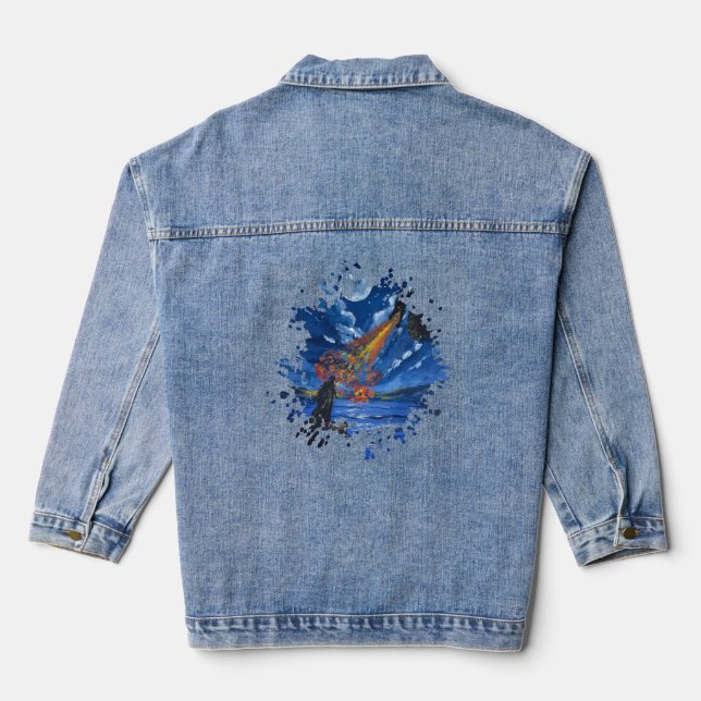 The dragon- Handmade artwork  Denim Jacket (Back)