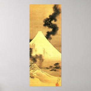 The Dragon of Smoke Escaping from Mt Fuji Poster