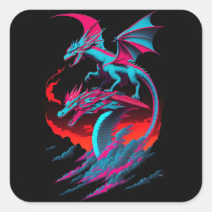 The Dragon Surf Rider Square Sticker