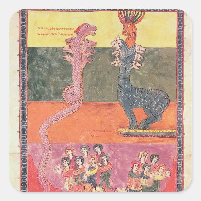 The Dragons, from the Girona Beatus Square Sticker (Front)