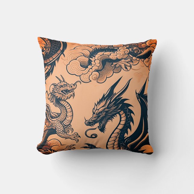 The Dragons War Orange Skies Cushion (Front)