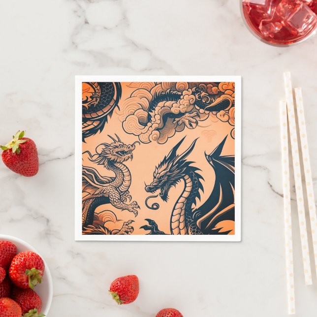 The Dragons War Orange Skies Napkin (Insitu)