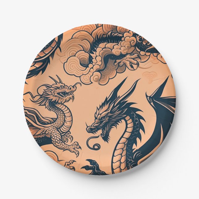 The Dragons War Orange Skies Paper Plate (Front)