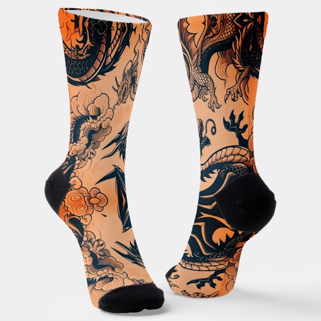 The Dragons War Orange Skies Socks (Angled)