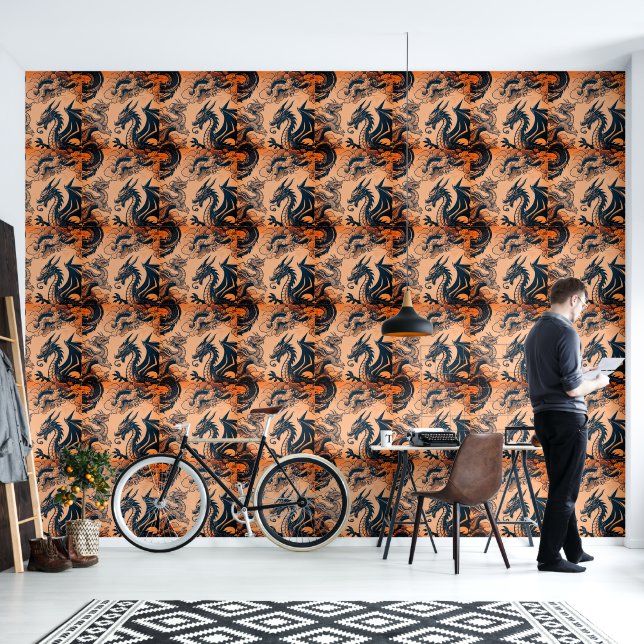 The Dragons War Orange Skies Wallpaper (Living Room)