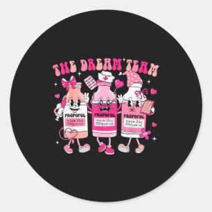 The Dream Team Retro Groovy Nurse Medical Nursing  Classic Round Sticker