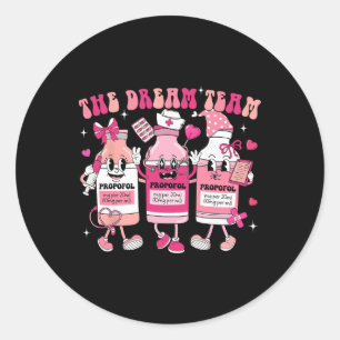 The Dream Team Retro Groovy Nurse Medical Nursing Classic Round Sticker
