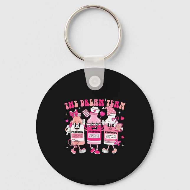 The Dream Team Retro Groovy Nurse Medical Nursing  Key Ring (Front)