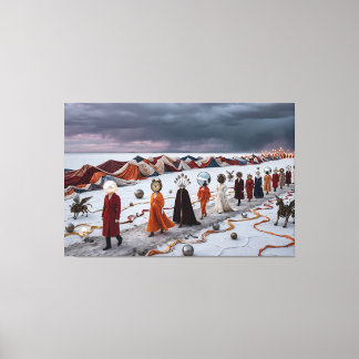 • The Dreamer's Parade: A Surrealist Procession Canvas Print