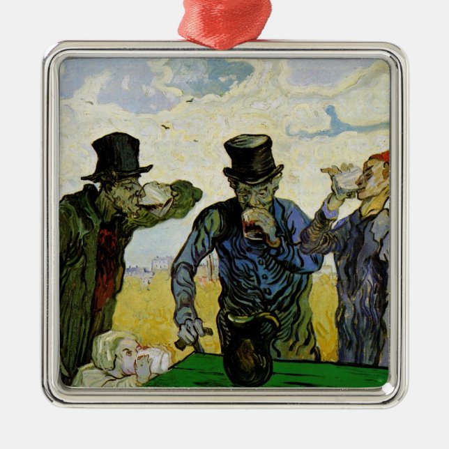 The Drinkers by Vincent van Gogh Metal Tree Decoration (Front)