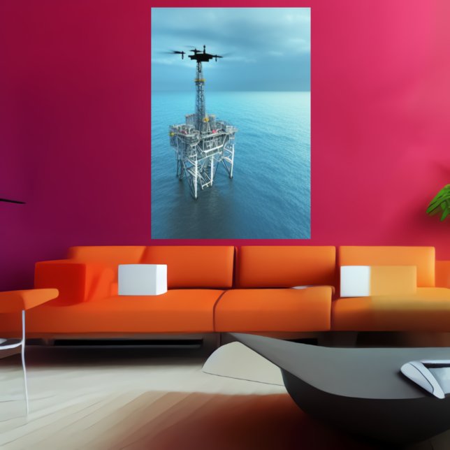 The drone and the oil platform | AI Art  Poster (Creator Uploaded)