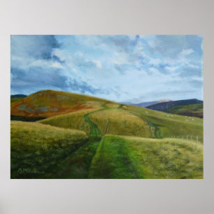 "The Drovers Road" (oil) Northumberland Print
