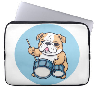 The Drumming Bulldog Beats and Bulldog Grooves  Laptop Sleeve