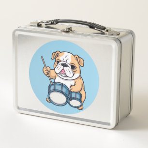 The Drumming Bulldog Beats and Bulldog Grooves Metal Lunch Box