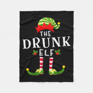 The Drunk Elf Christmas Matching Pajama  Fleece Blanket