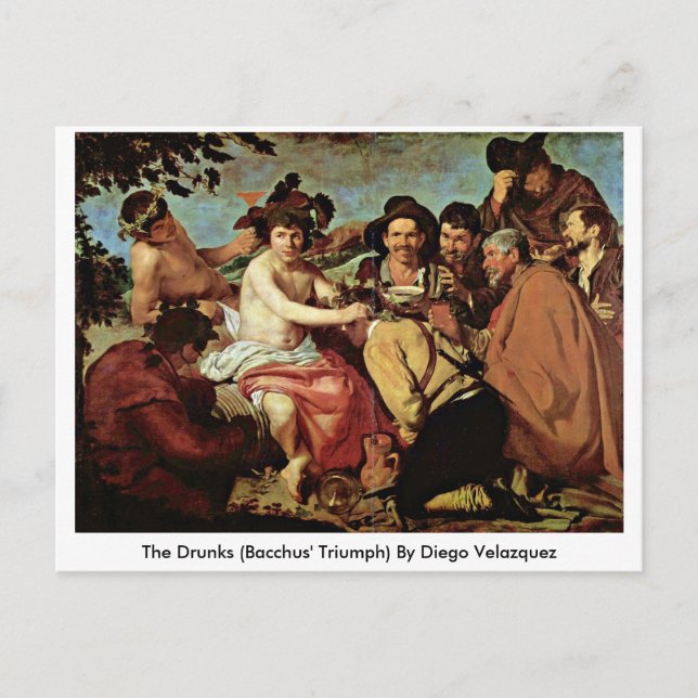 The Drunks (Bacchus' Triumph) By Diego Velazquez Postcard (Front)