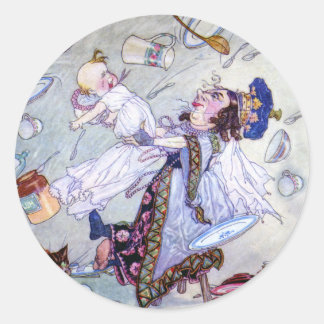 The Duchess & the Pig Baby in Alice in Wonderland Classic Round Sticker