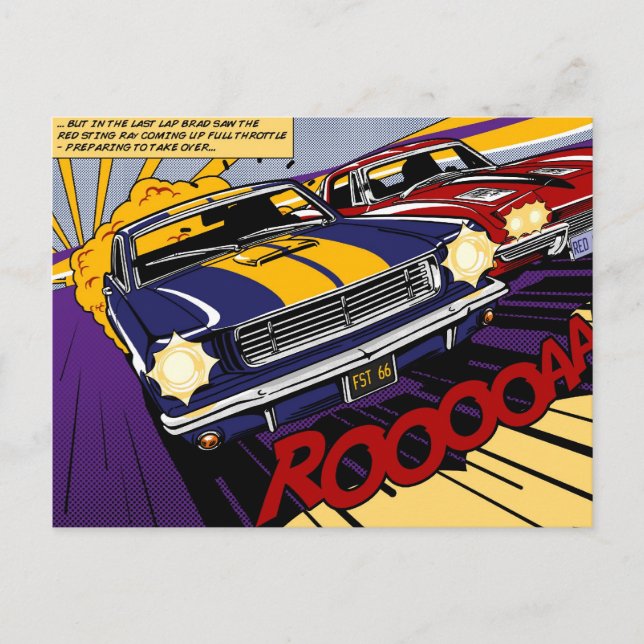 The Duel: Mustang vs. Corvette Postcard (Front)