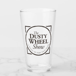 The Dusty Wheel Show Podcast Logo Bar Glass