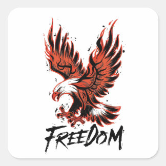 The eagle spreads its wings to express freedom square sticker