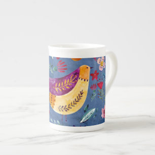 The Early Bird in Flower Garden Bone China Mug