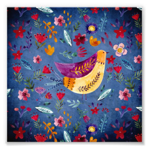 The Early Bird in Flower Garden Photo Print