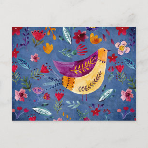 The Early Bird in Flower Garden Postcard