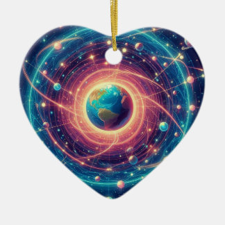 The Earth and It's Aura on a Valentines Day Tree Ceramic Tree Decoration