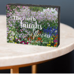 The Earth Laughs in Flowers Quote Floral Wooden Box Sign<br><div class="desc">Welcome family and friends to your home with this white painted, wooden box sign designed for hanging or standing that features the photo image of a colourful, summer garden of flowers that include Zinnias, pink Nicotiana, and Blue Salvia along with a popular quote by essayist Ralph Waldo Emerson that reads,...</div>