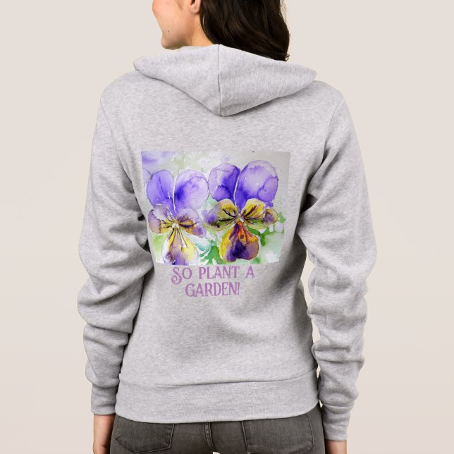 The Earth Laughs In Flowers Watercolor Viola Lily Hoodie (Back)