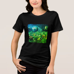 The Earth Resting On Veggies on Black Short Sleeve Tri-Blend Shirt