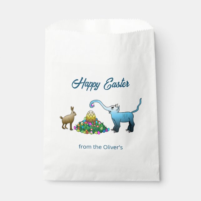 The Easter Bunny collects Easter eggs Favour Bags (Front)