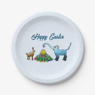 The Easter Bunny collects Easter eggs Paper Plate