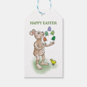 The Easter Bunny juggles with the Easter eggs Gift Tags