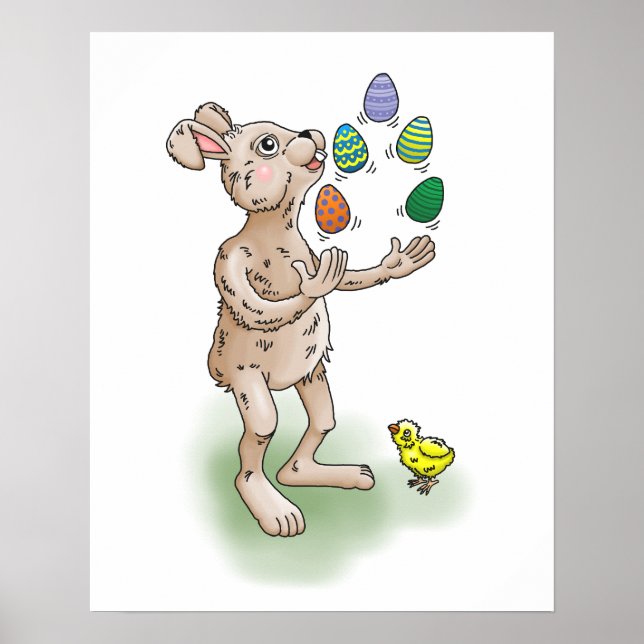 The Easter Bunny juggles with the Easter eggs Poster (Front)