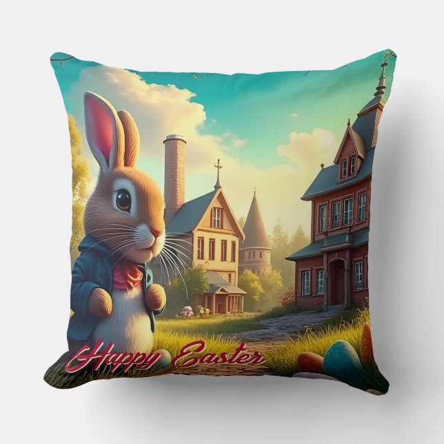 The Easter Bunny on a Secret Mission Cushion (Front)