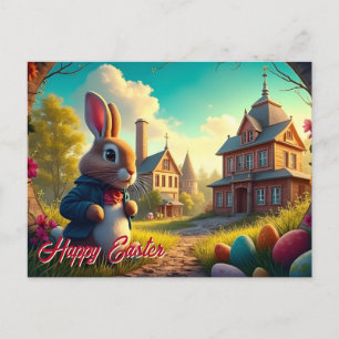 The Easter Bunny on a Secret Mission Holiday Postcard