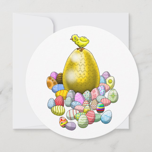 The Easter Chick and the Golden Easter Egg Invitation (Front)