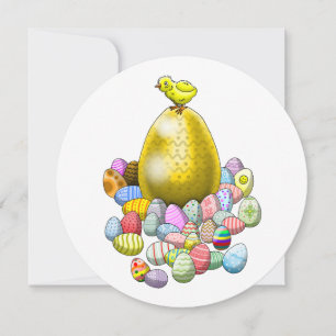 The Easter Chick and the Golden Easter Egg Invitation