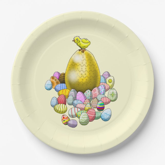 The Easter Chick and the Golden Easter Egg Paper Plate (Front)