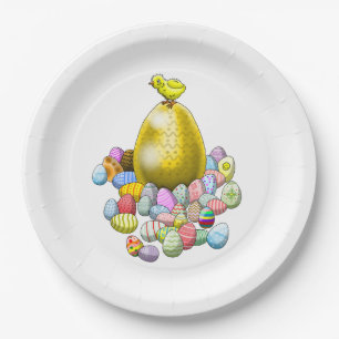 The Easter Chick and the Golden Easter Egg Paper Plate