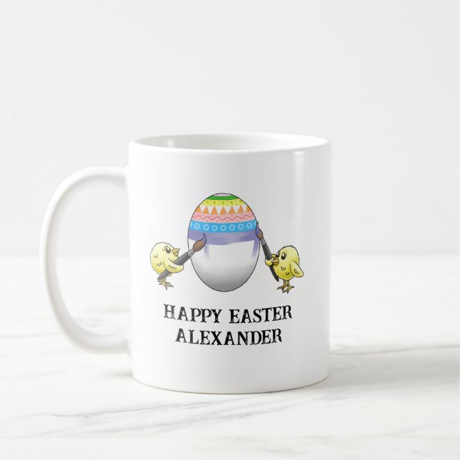 The Easter egg is painted by the chickens Coffee Mug (Left)