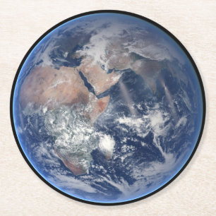 The Eastern Hemisphere On Planet Earth. Round Paper Coaster