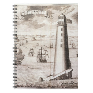 The Eddystone Lighthouse, engraved by Hendrick Hul Spiral Notebook