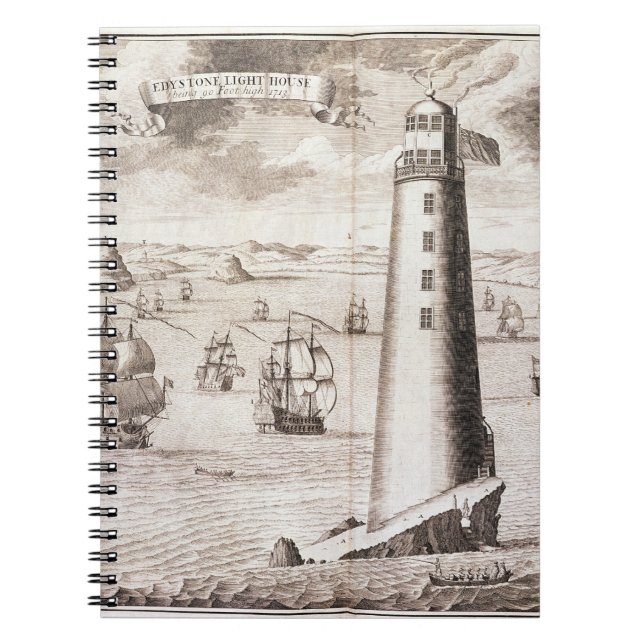 The Eddystone Lighthouse, engraved by Hendrick Hul Spiral Notebook (Front)