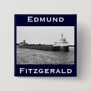 The Edmund Fitzgerald on the St. Clair River 15 Cm Square Badge